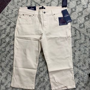 NWT Chaps Cream Colored Denim Capri Pants Size 16P
